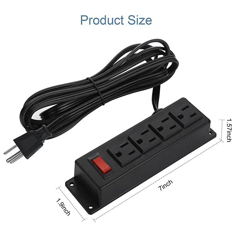 Mount Power Outlet Strip 4 Outlet Mountable Power Strip with Switch Under Desk Power Strip Connect with 656ft Cord4AC656FT