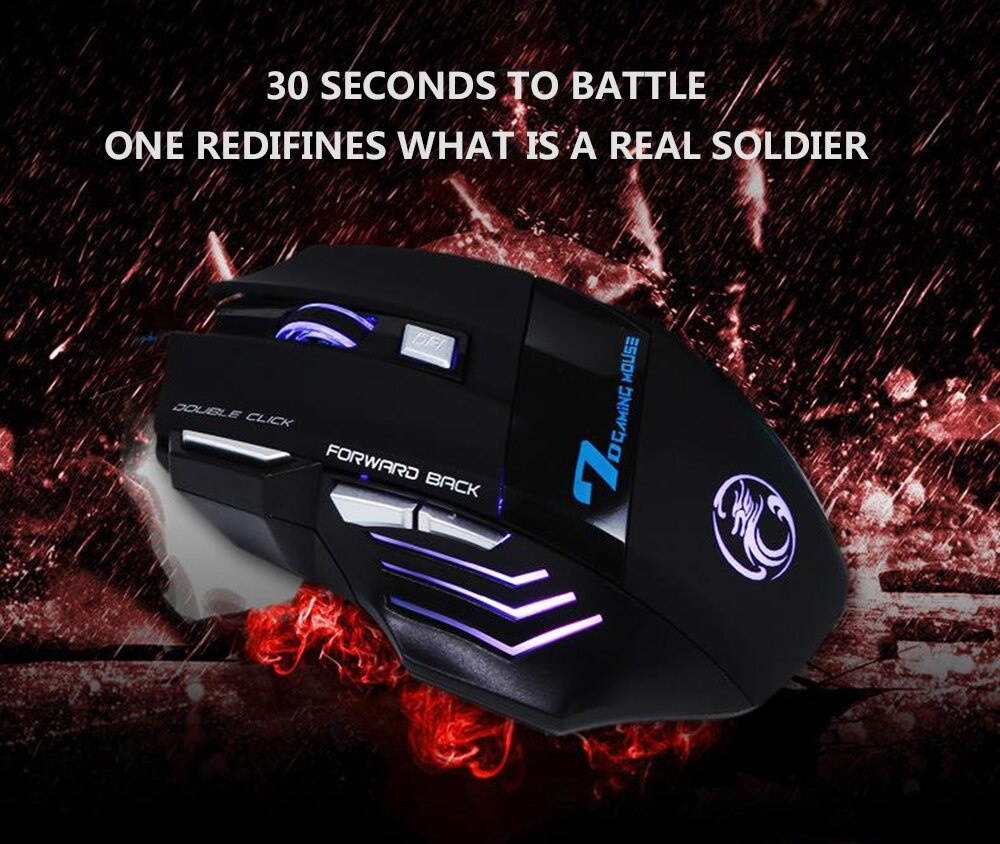 3200 DPI 7 Button 7D LED Optical Wired Gaming Mouse Mice for Laptop PC Professional Gamer Adjustable Black Gaming Mouse