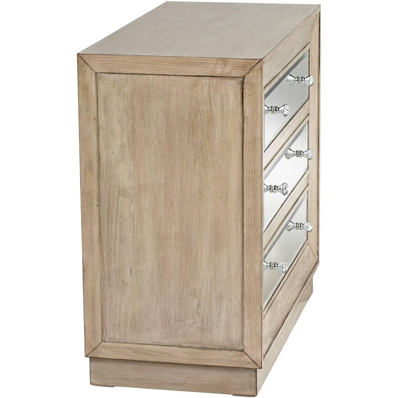 55 Downing Street Gabriella 32" Wide Mirrored and Oak Wood Drawer Accent Chest