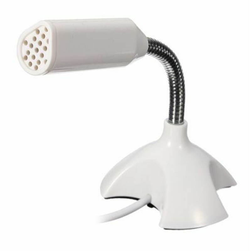 Adjustable USB Laptop Microphone Mini Studio Speech Microphone Stand Mic With Holder for Desktop PC, Ideal for YouTube,Skype,Recording,Games (White)