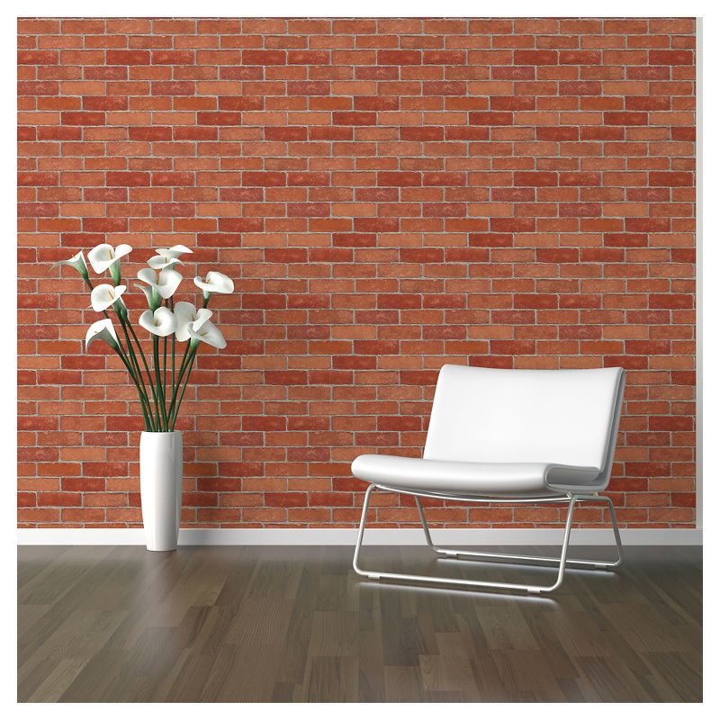 Devine Color Textured Brick Peel & Stick Wallpaper Red