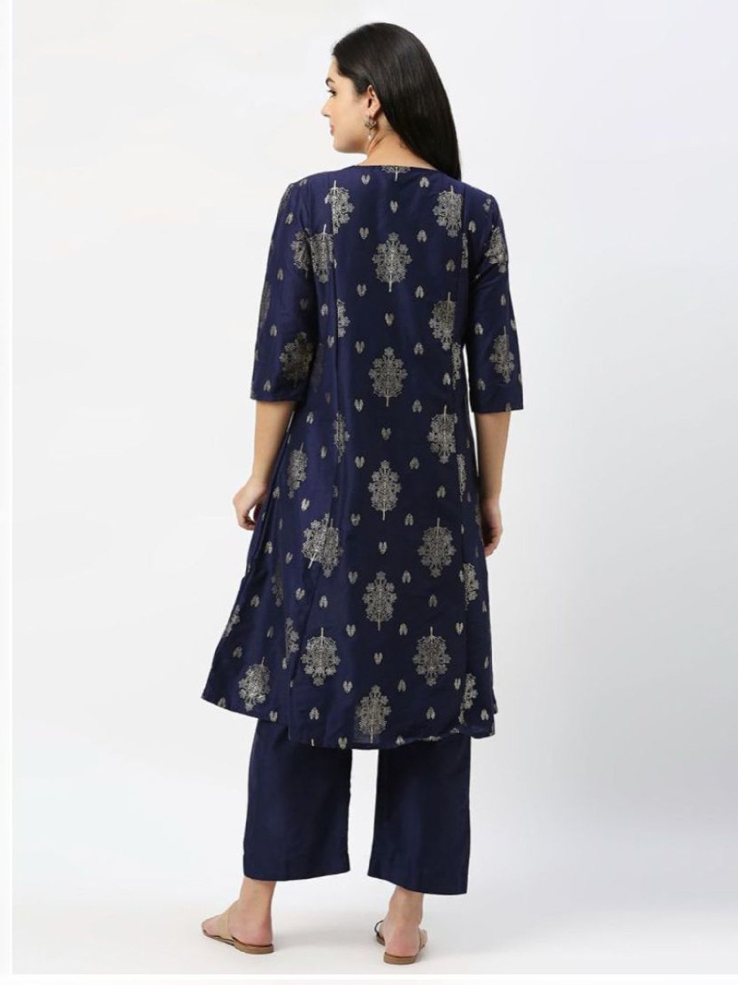 Mee Mee Navy Embellished Maternity Kurta With Pants Set