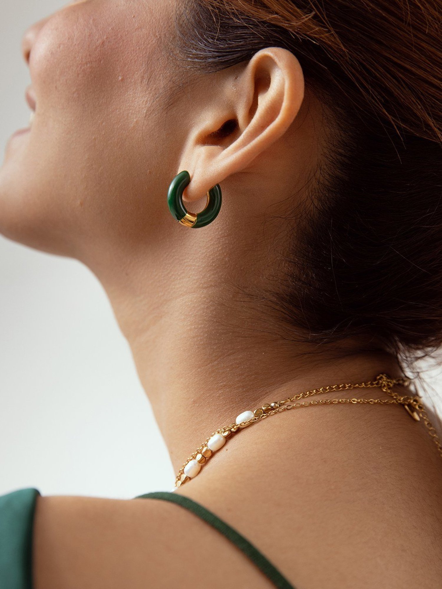 Perfectly Average Green Enamel Hoops