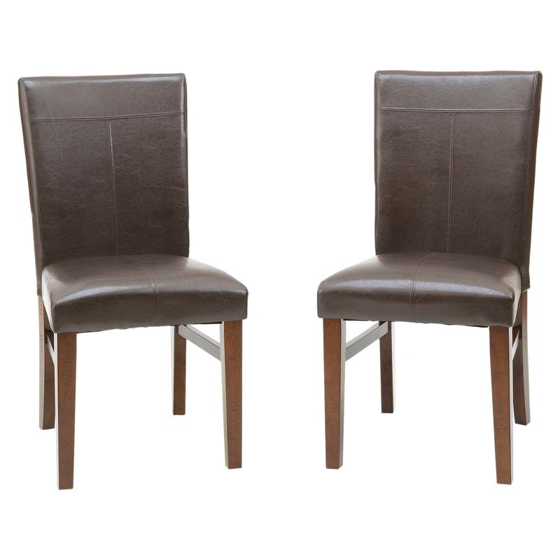 Set of 2 Kona Parson's Side Chair with Faux Leather Seat Dark Raisin Finish - Intercon