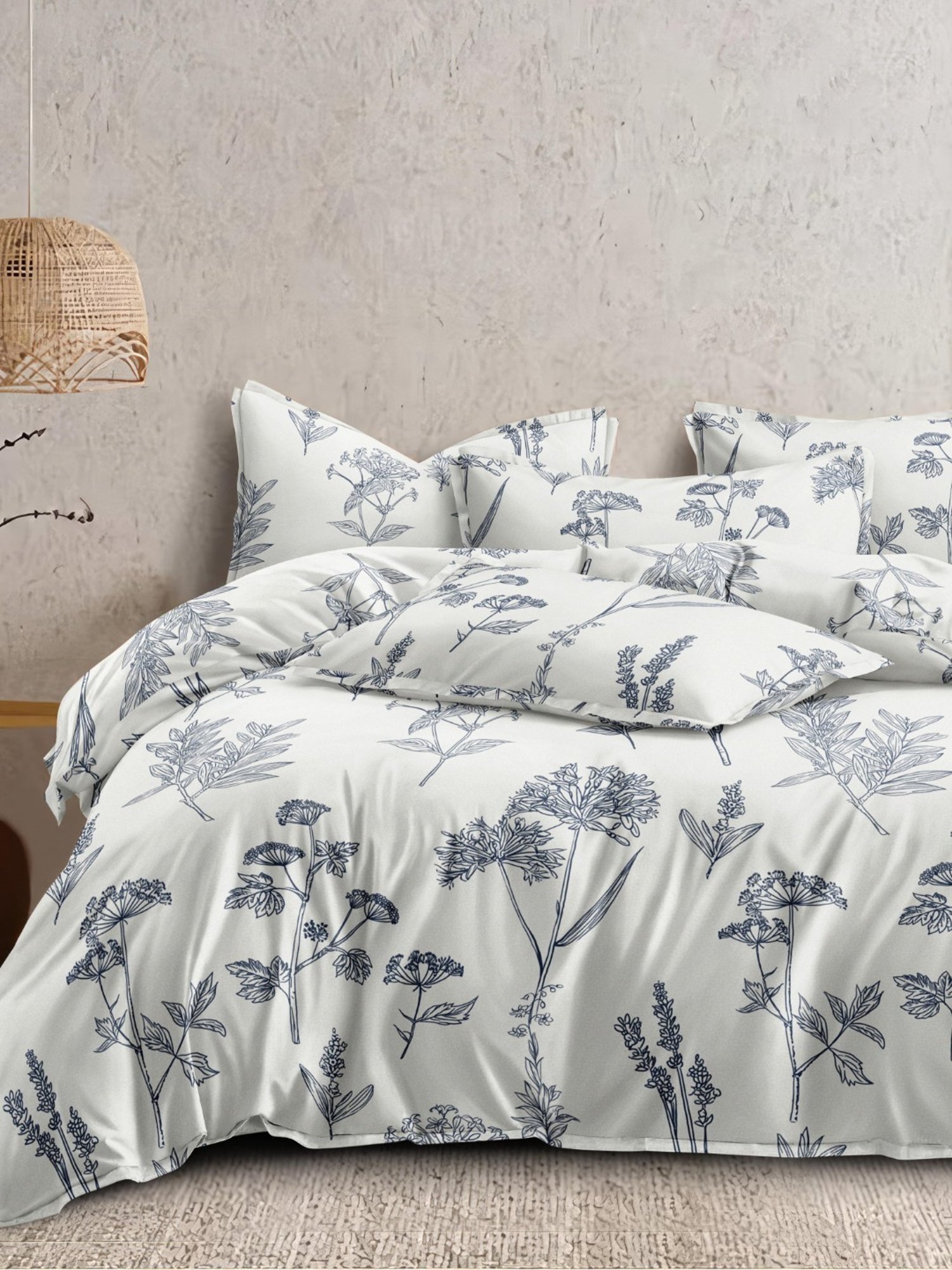 Ariana Tivoli UltraSoft Floral Grey 140 TC Microfibre Bedsheet with 2 Pillow Covers