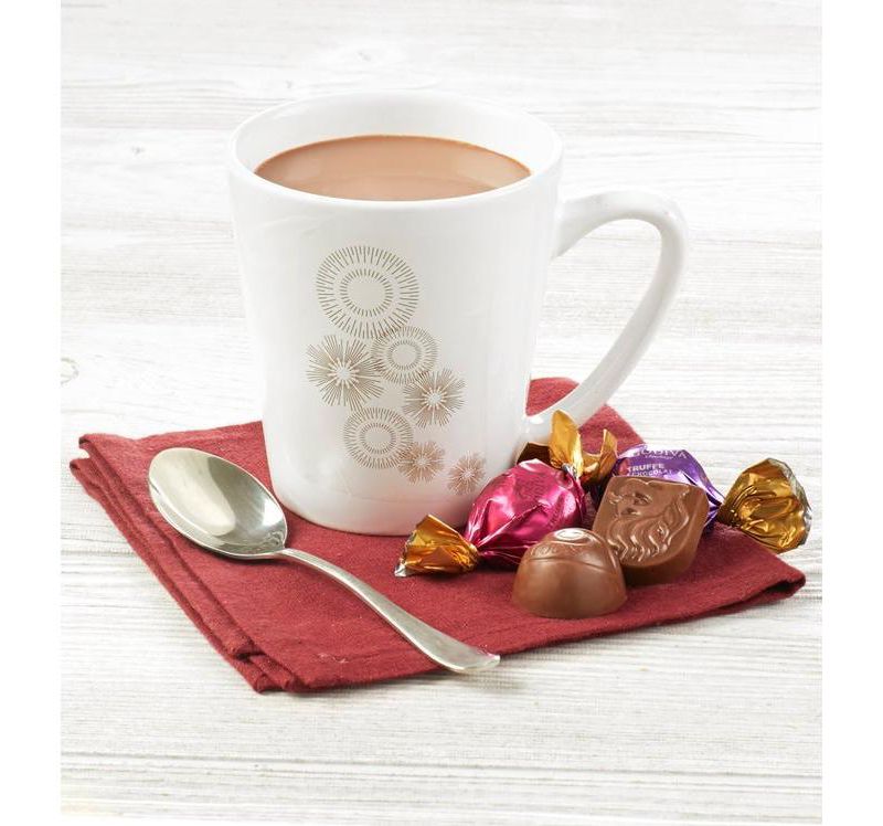 Godiva Truffles, Coffee and Chocolate Hot Cocoa Gift Basket Includes 10oz White Mug