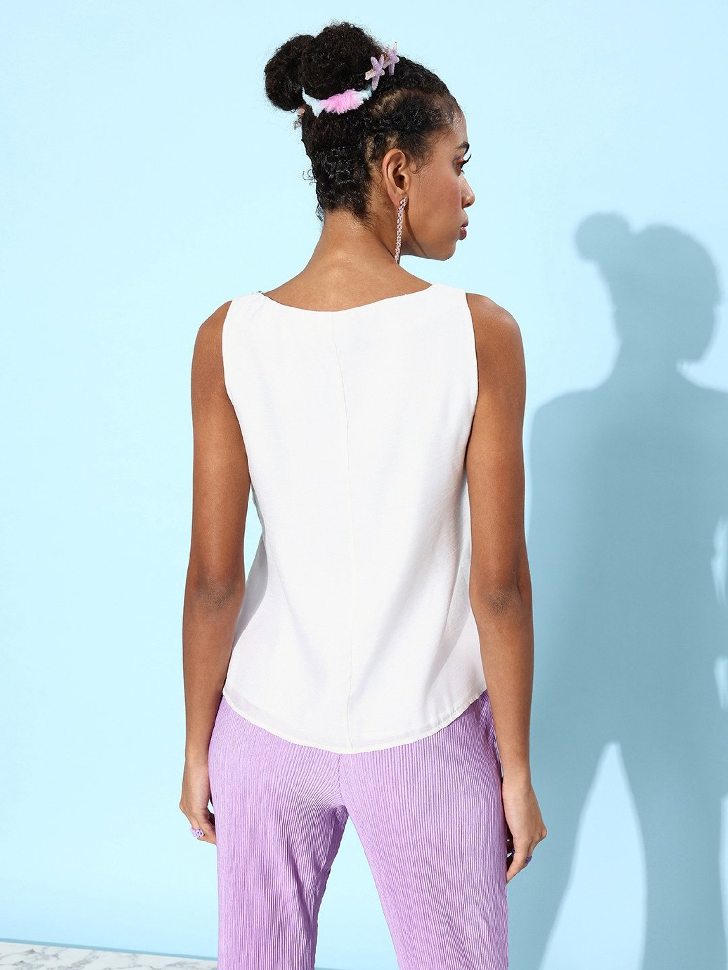 QUIERO White Embellished Crop Top