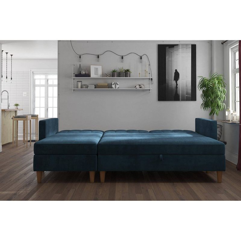 Hartford Storage Sectional Futon and Hartford Storage Ottoman Blue - Dorel Home Products