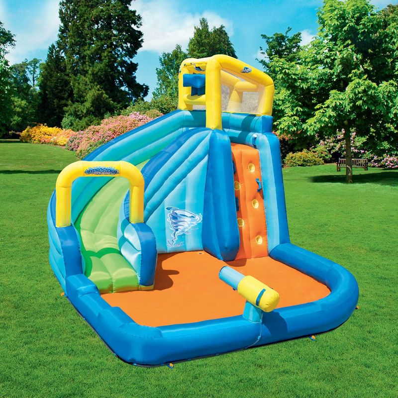 H2OGO! Hydrostorm Splash Mega Durable Inflatable Backyard Outdoor Kids Play Water Park with Water Slide and Heavy Duty Air Blower