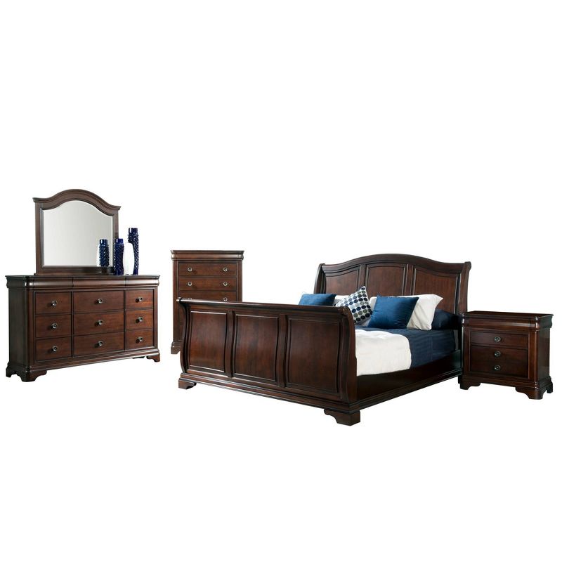 5pc Queen Conley Sleigh Bedroom Set Cherry - Picket House Furnishings