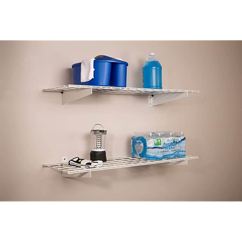 00967 45-Inch by 15-Inch Steel Wall Shelf for Garage Storage, Low-Profile Brackets, Off White, 2-Pack
