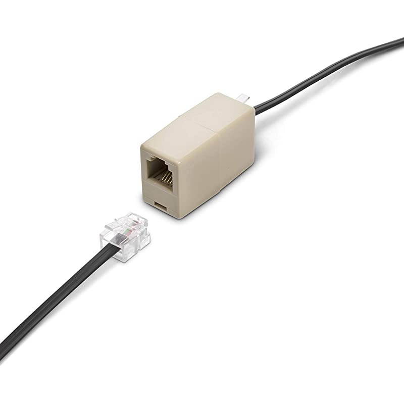 Line Cord 50 Feet - Modular TeleExtension Cord 50 Feet - 2 Conductor (2 pin, 1 line) Cable - Works Great with FAX, AIO, and Other Machines - Black