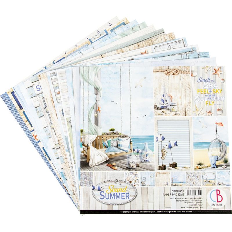 Ciao Bella Double-Sided Paper Pack 90lb 12"X12" 12/Pkg-Sound Of Summer, 12 Designs/1 Each
