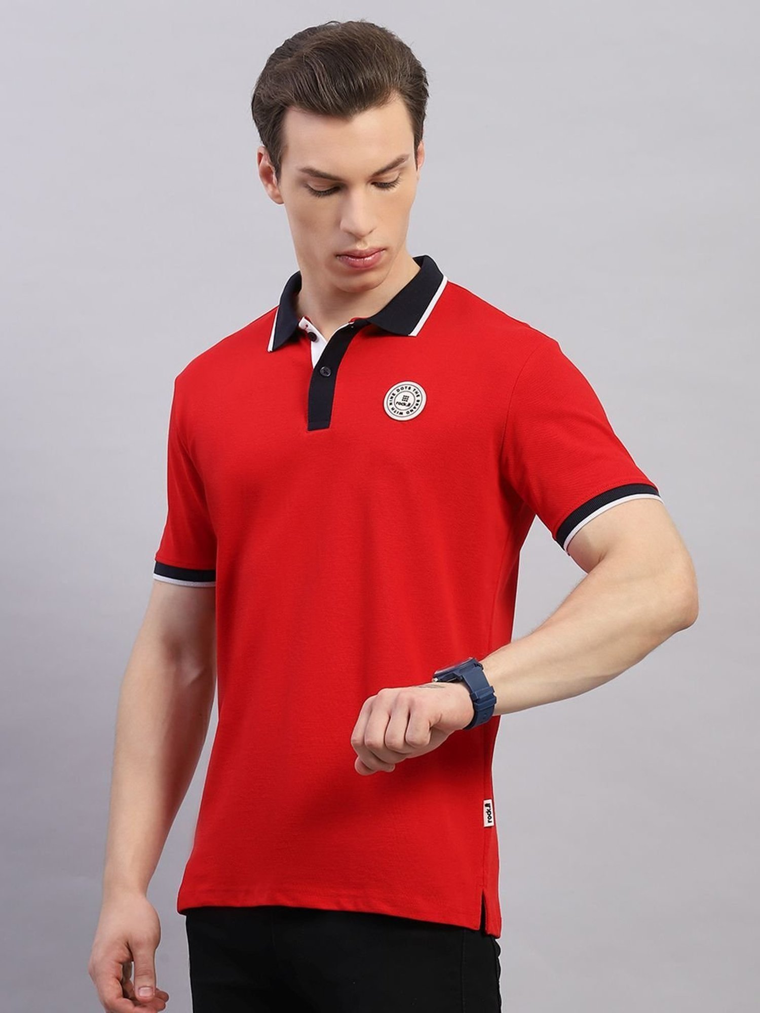 Rock.It Red Cotton Regular Fit Polo T-Shirt