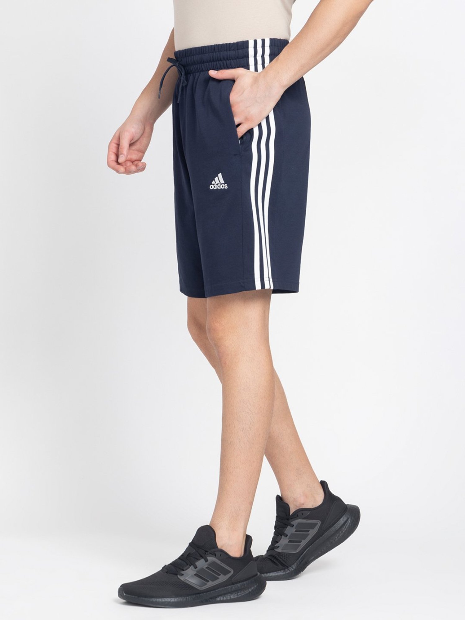 adidas Navy Striped M 3S Sj 10 Sho Sports Short