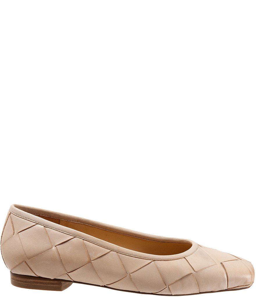 Trotters Hanny Woven Square Toe Leather Ballet Flats