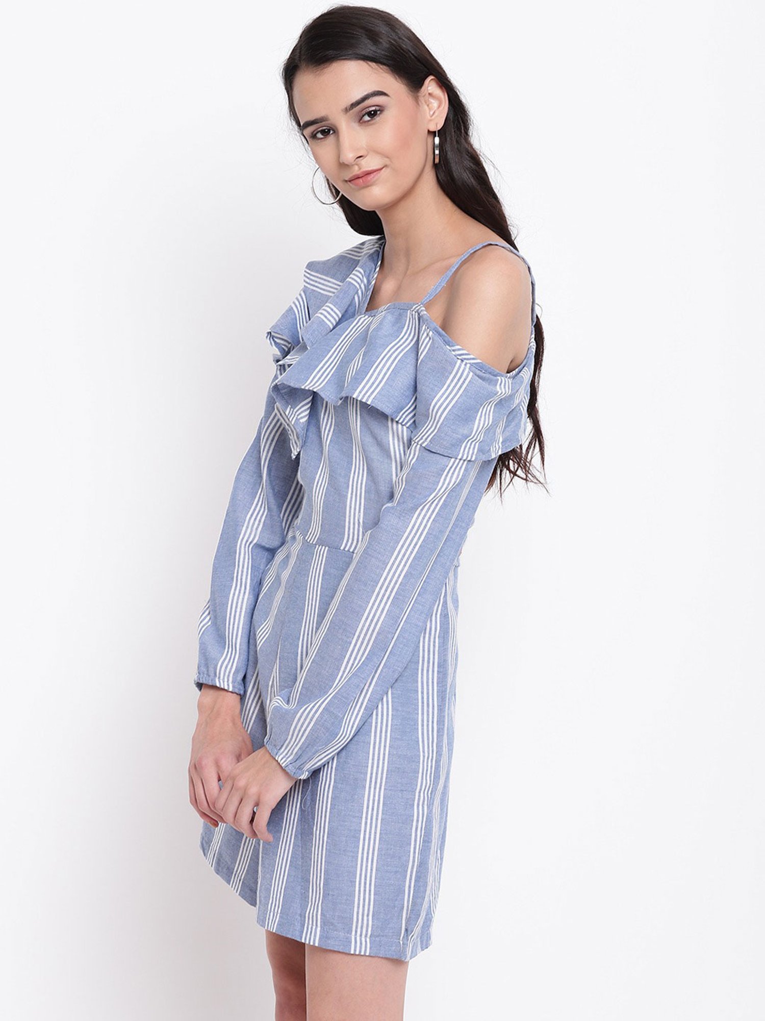 Belle Fille Blue & White Striped Playsuit
