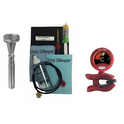 Dizzy Gillespie Elite Series Trumpet Mouthpiece Pack w/Dizzy Gillespie Paramount Series Silver Trumpet Care & Cleaning Kit Deluxe + Snark SN2 Tuner with Tap Tempo Metronome
