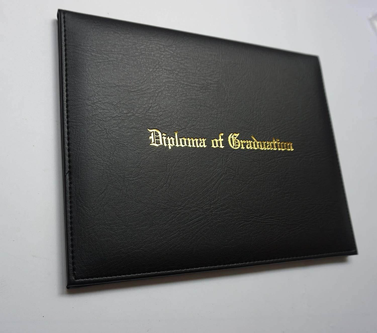 Certificate Cover Imprinted "Diploma Of Graduation" Faux-leather Diploma Holder 8.5" x 11" Grad Days(Black)