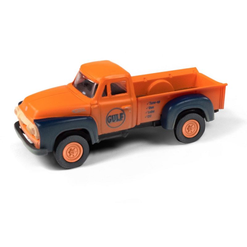 1954 Ford Pickup Truck "Gulf Oil" Orange (Dirty/Weathered) 1/87 (HO) Scale Model Car by Classic Metal Works