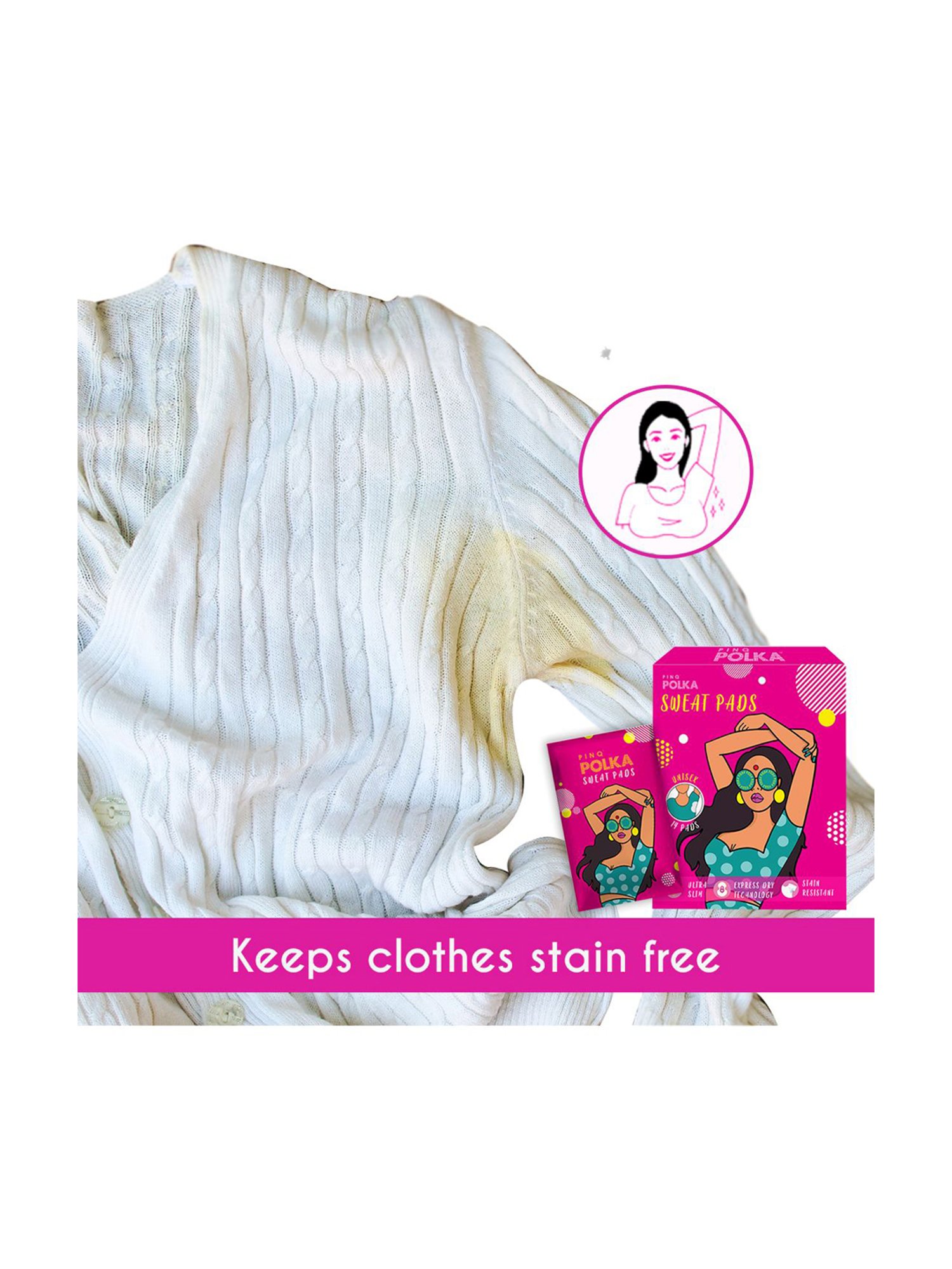 PINQ Polka Organic Cotton Ultra Disposable Underarm Sweat Pads Unisex-Combo of 2-Pack of 28