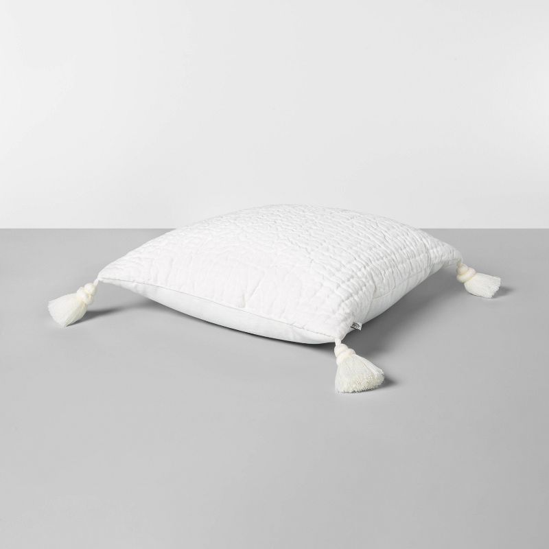 18" x 18" Tassel Throw Pillow Sour Cream - Hearth & Hand™ with Magnolia