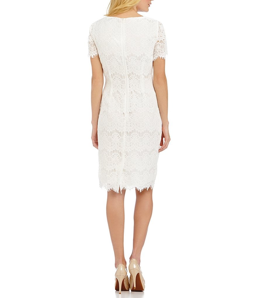 Preston & York Felicia Short Sleeve Round Neck Lace Sheath Dress