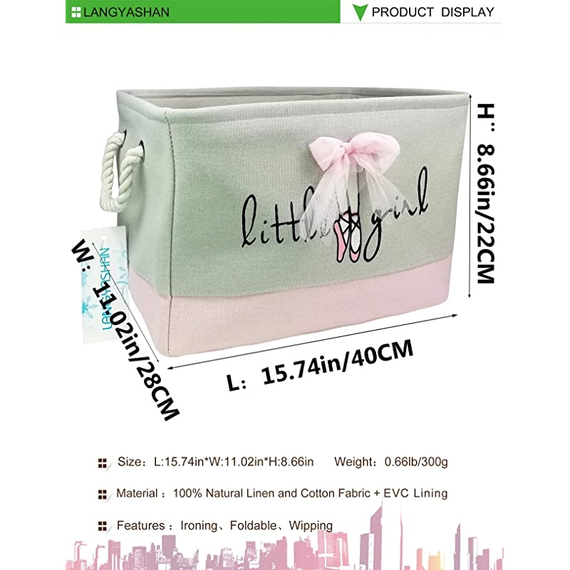 Storage Basket Collapse Canvas Fabric Cartoon Storage Bin with Handles for Organizing HomeKitchenKids ToyOfficeClosetShelf Baskets Rec lace