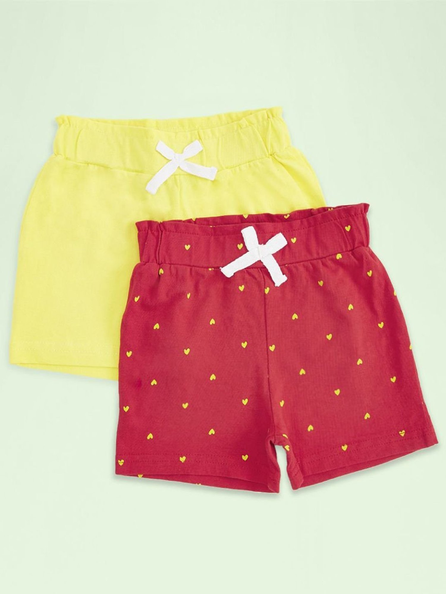 Pantaloons Baby Red & Yellow Cotton Printed Shorts (Pack of 2)