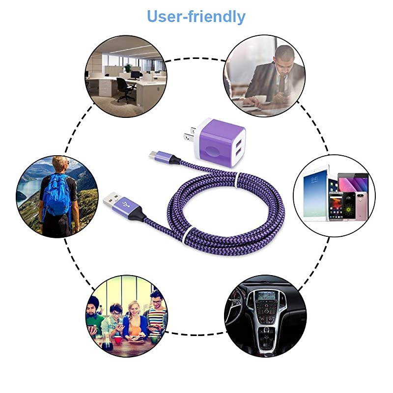 Wall ChargerPhone Charging Block Brick Plug with 2Pack 6FT to C Charger Cable Type C Cord Replacement for Google Pixel 44XL 3 3a3a XL Samsung Galaxy S10LG G8 G7 V40 V50Moto Z Z4 G7