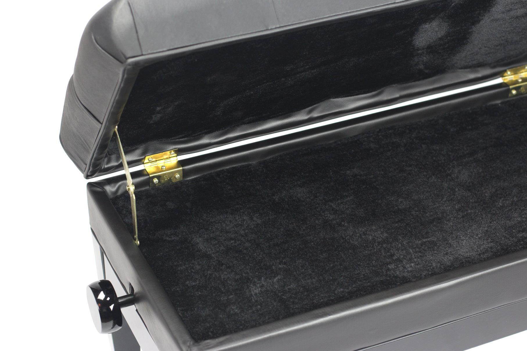 GRIFFIN Genuine Leather Piano Bench | Oversize Duet Vintage Black Solid Wood & Ergonomic Keyboard Stool | 2 Person Cushion Seat & Sheet Music Book Storage Space | Guitar Musicians Chair & Vanity Bench