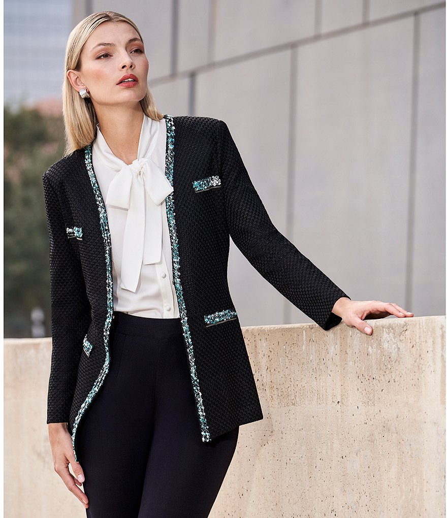 Misook Sleeveless Mandarin Collar Tie Neck Washable Blouse