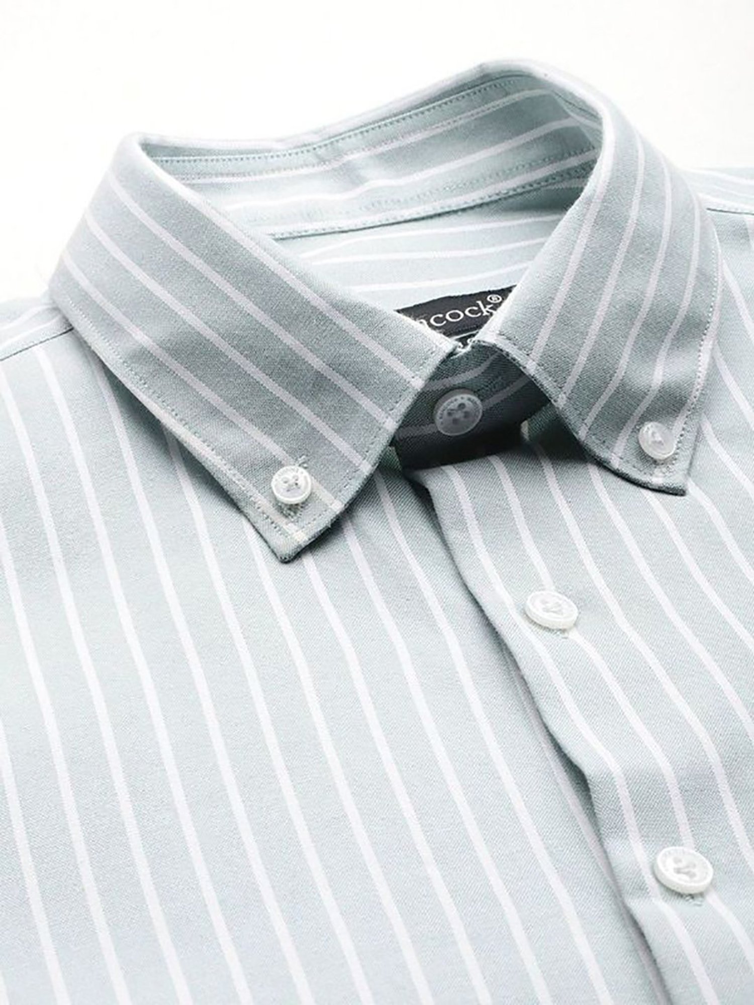 Hancock Green Slim Fit Stripes Shirts