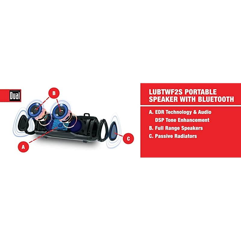 LUBTWF2S Wireless Portable Bluetooth Speaker | TruWireless Bluetooth Stereo | Waterproof amp Dustproof IP67 | 360 Rich amp Dynamic Sound | 100ft Wireless Range | 15 Hour Playtime