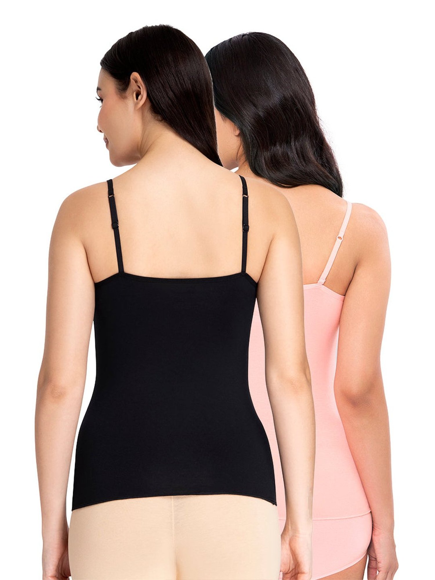 Amante Black & Pink Full Coverage Camisoles - Pack Of 2