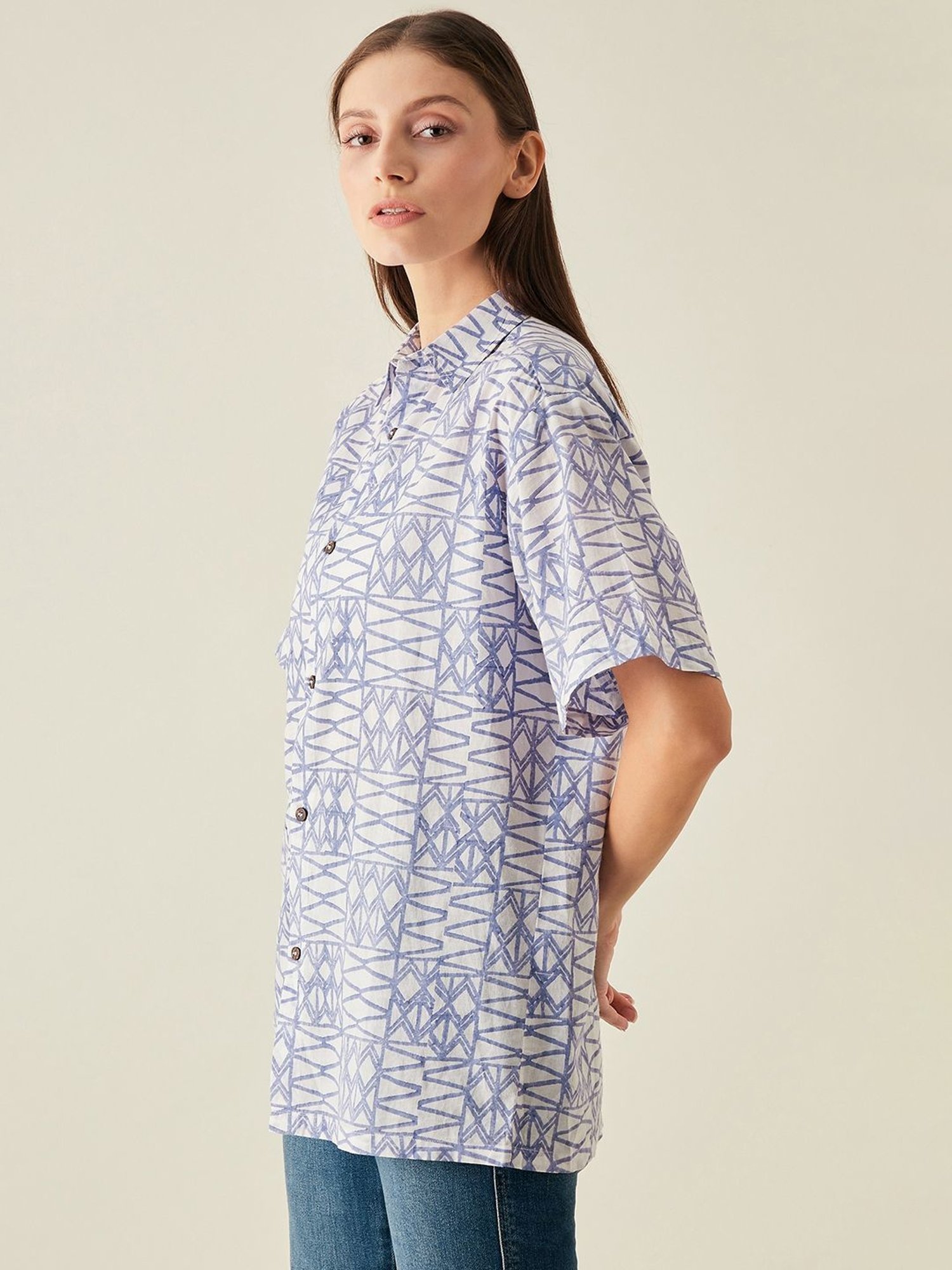 Arras Lilac Geometric Print Shirt