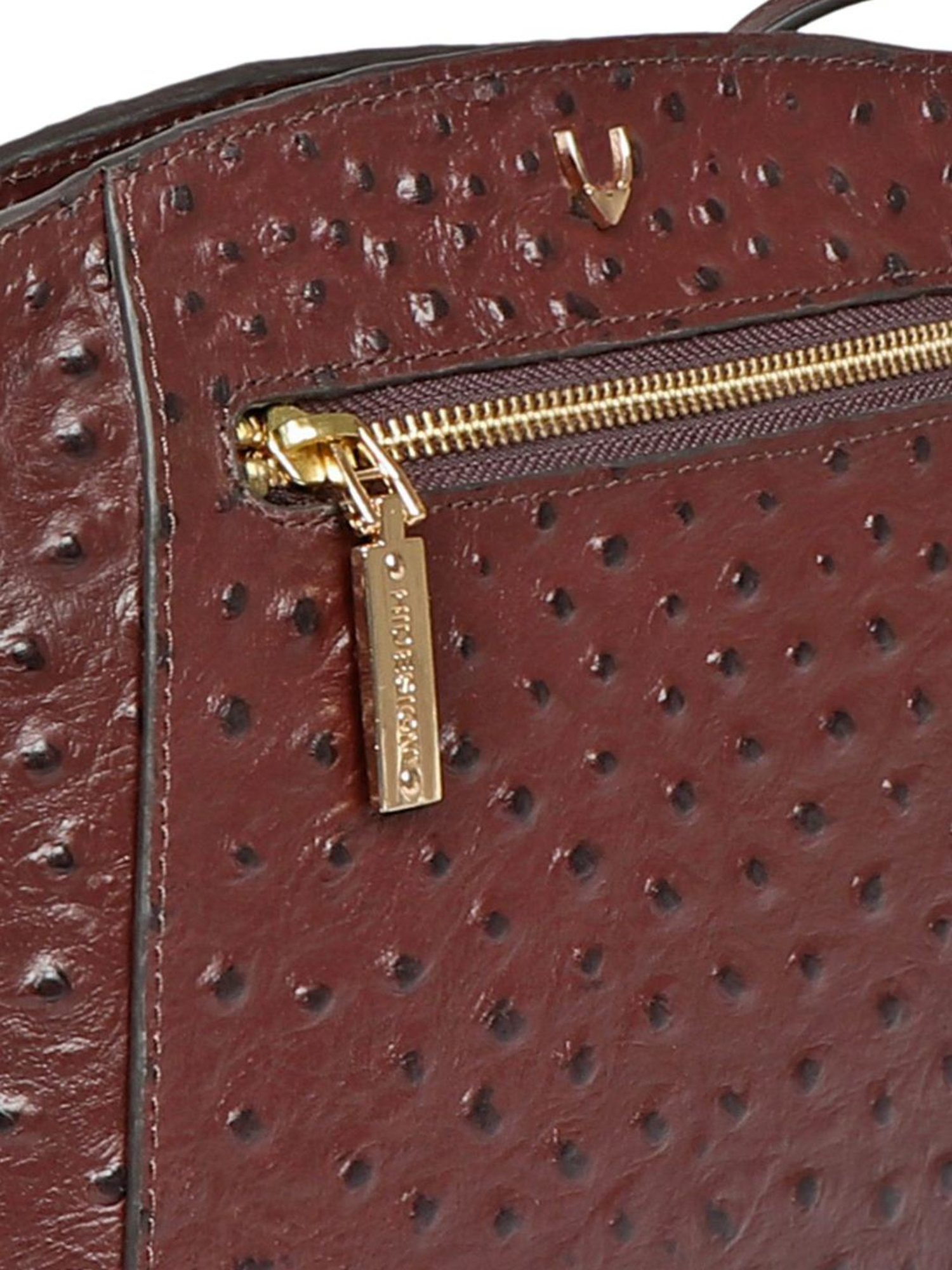 Hidesign Brown Textured Medium Sling Handbag