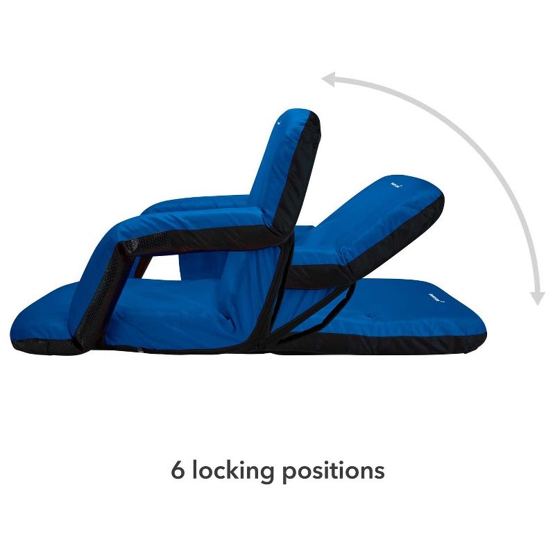 Driftsun Universal Wide Deluxe 25 Inch Width Folding Stadium Reclining Bleacher Seat Chair with Back Support for Sporting Events, Blue