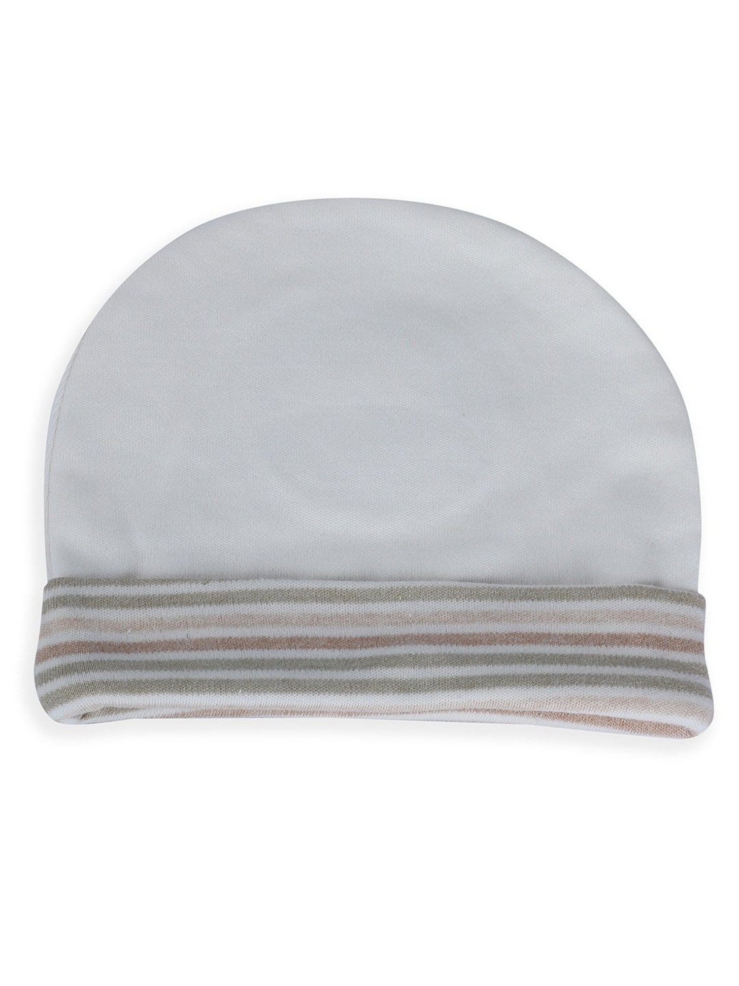 Baby Moo Kids White & Beige Cotton Applique Cap