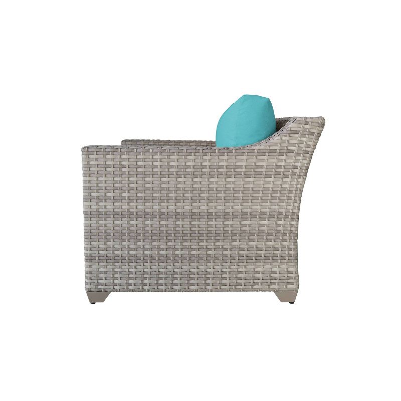 Nolin 7pc Sectional Weathered Brown Frame Sunbrella Spectrum Denim Fabric - La-Z-Boy