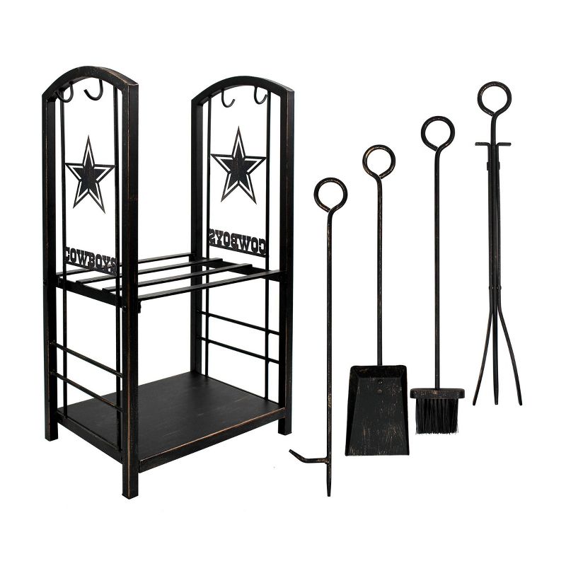 NFL Dallas Cowboys Fireplace Wood Holder & Tool Set