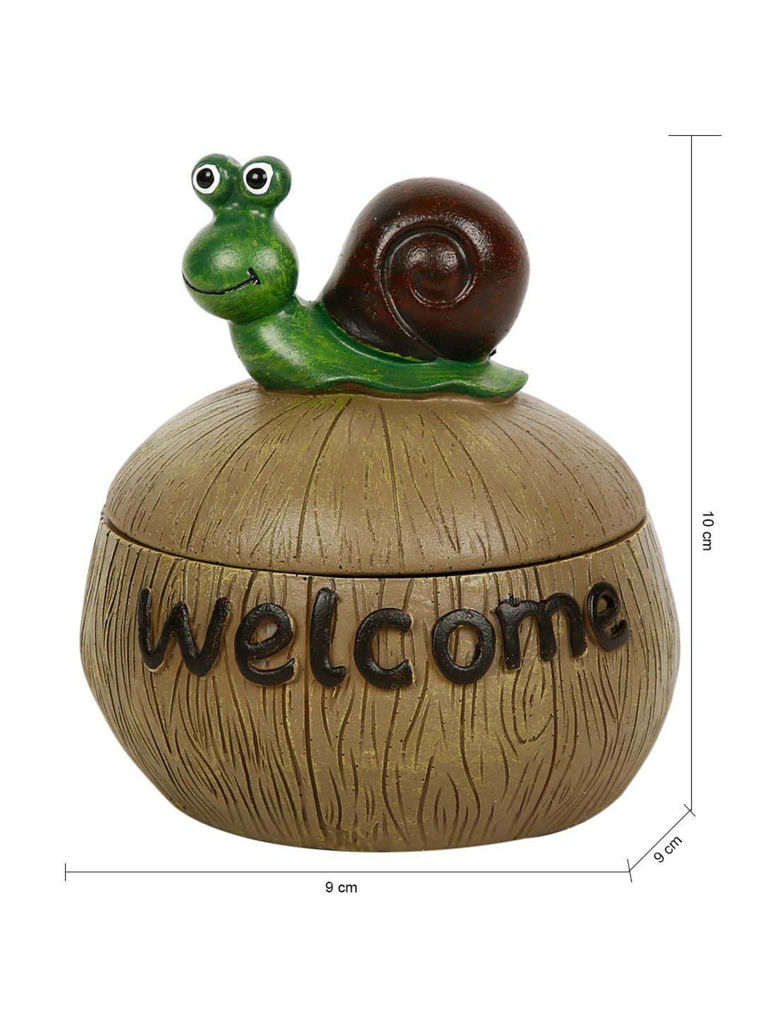 Tayhaa Brown & Green Polyresin Snail Jar Showpiece