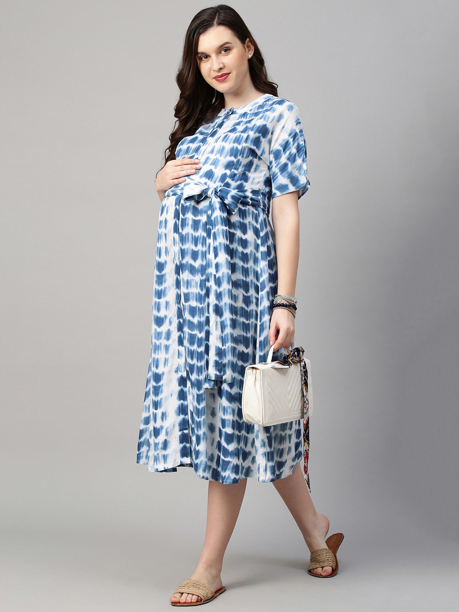 MomToBe Blue & White Maternity Dress