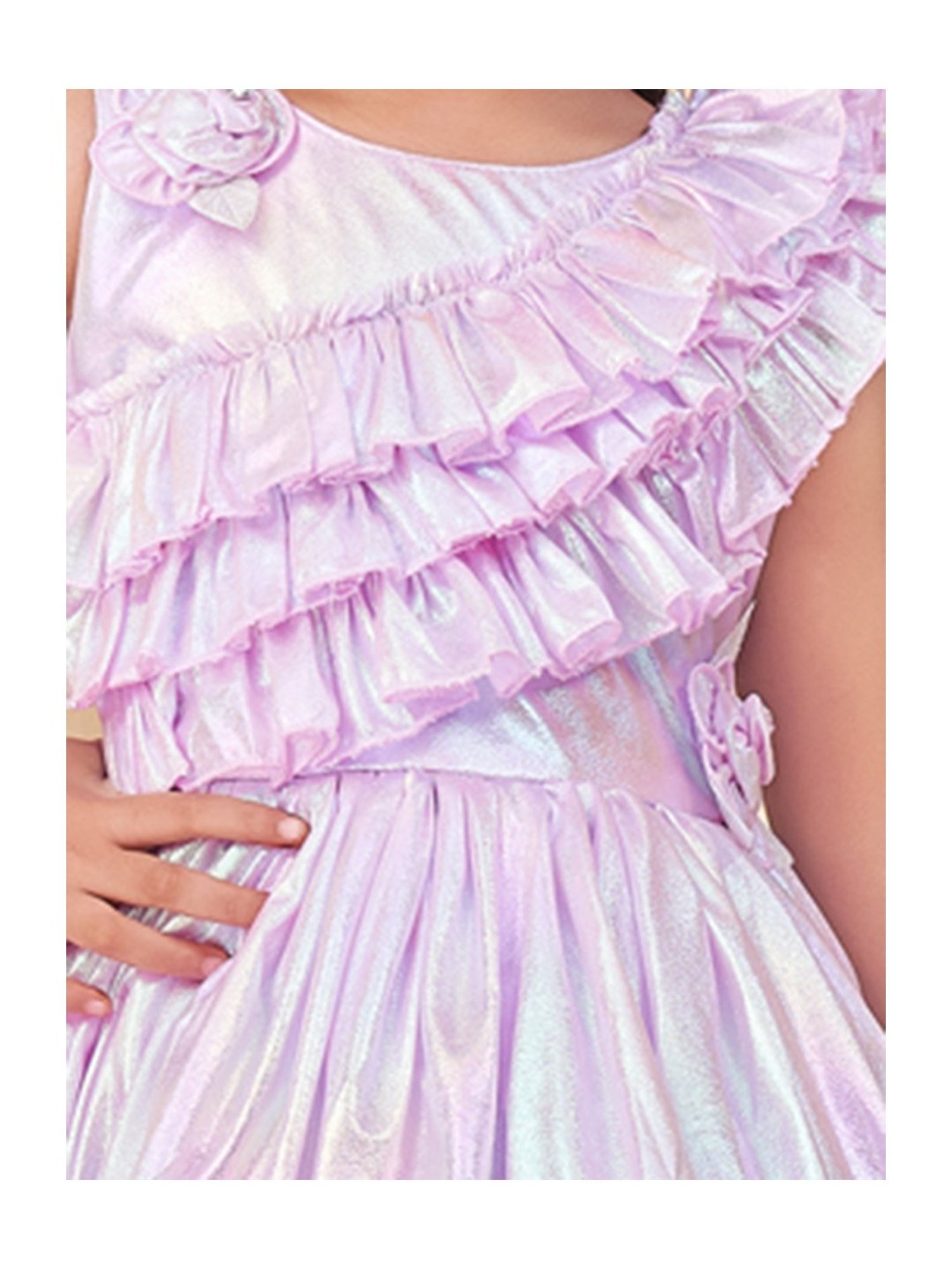 Peppermint Kids Black & White Printed Full Sleeves Dress