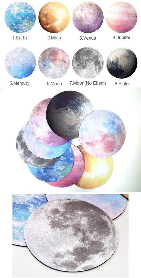Seninhi Mouse pad Planet Star Universe Individual Fashionable Flexible Tiny Popularity Space Star Round Star Series (Pluto)