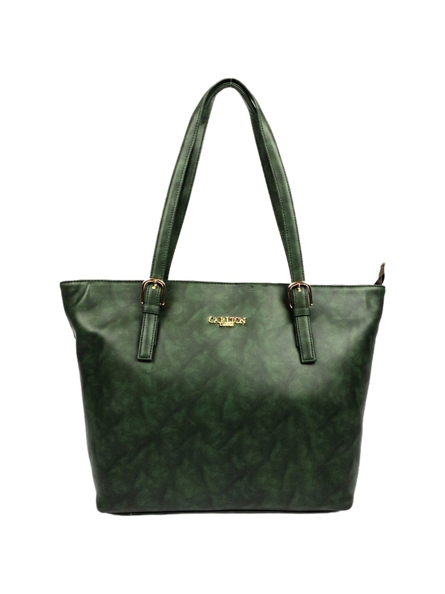 Carlton London Green Solid Medium Tote Handbag