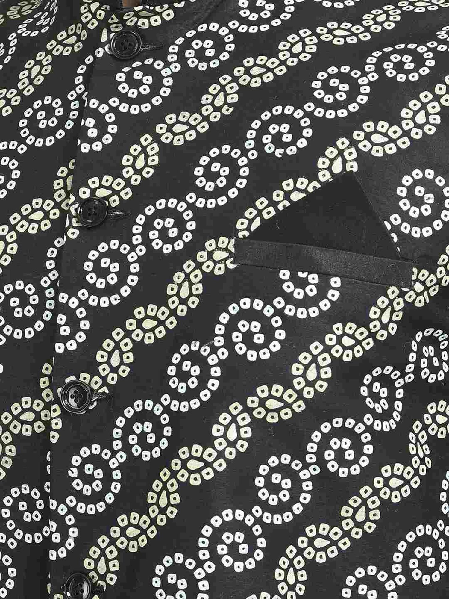 Deyann Black Regular Fit Printed Kurta Set With Jacket