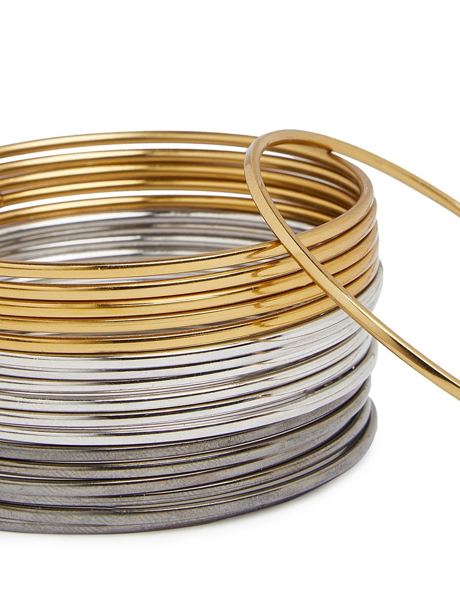ToniQ Metal Gold Silver Metallic Multi Color-Plated Bangles - Set of 18