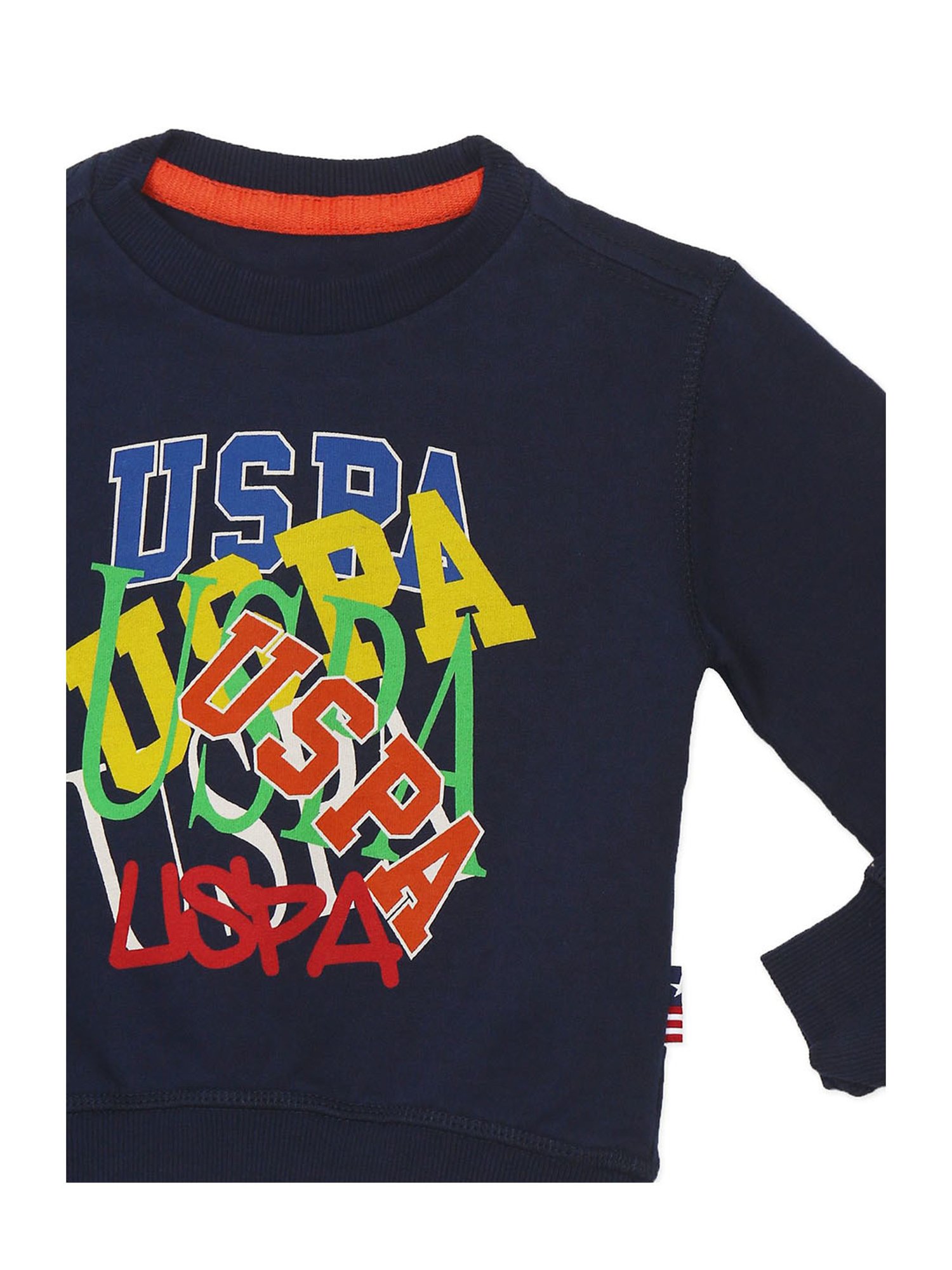 U.S. Polo Assn. Kids Navy Printed Full Sleeves Sweatshirt