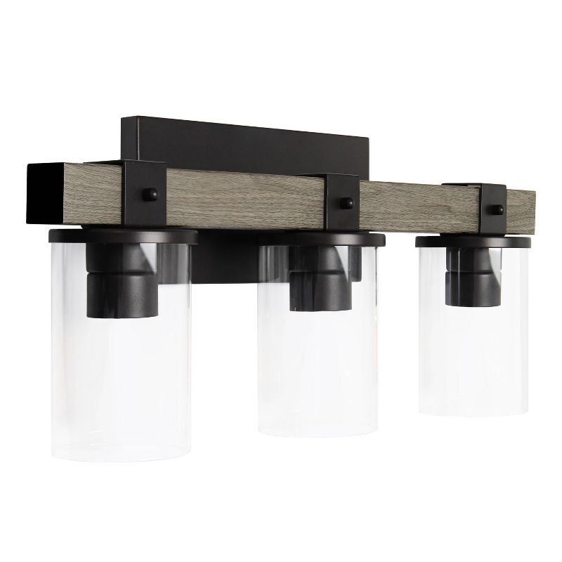 Industrial Rustic Lantern Restored Wood Look Bath Vanity Pendant Gray - Elegant Designs